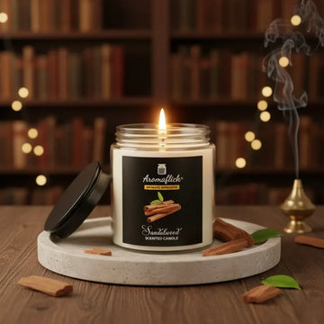 Sandalwood Scented Candle in Glass Jar – Elegant & Soothing Fragrance