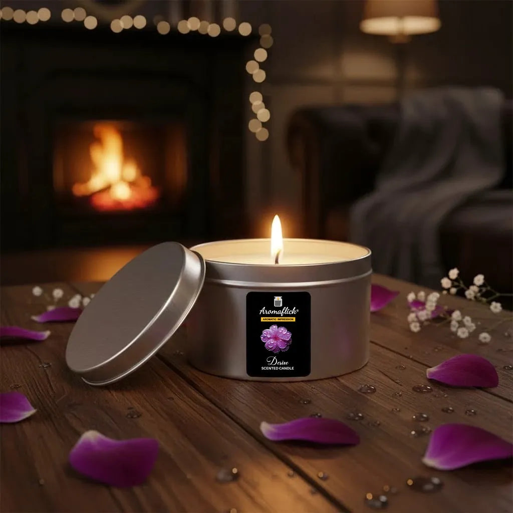 Desire Scented Candle in Silver Tin – Elegant & Masculine Scent