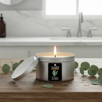 Eucalyptus Scented Candle in Silver Tin – Crisp & Invigorating Aroma