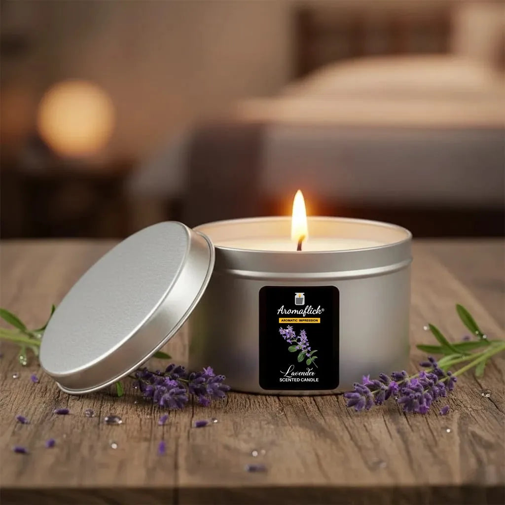 Lavender Candle in Silver Tin – Soothing Scent for Relaxation