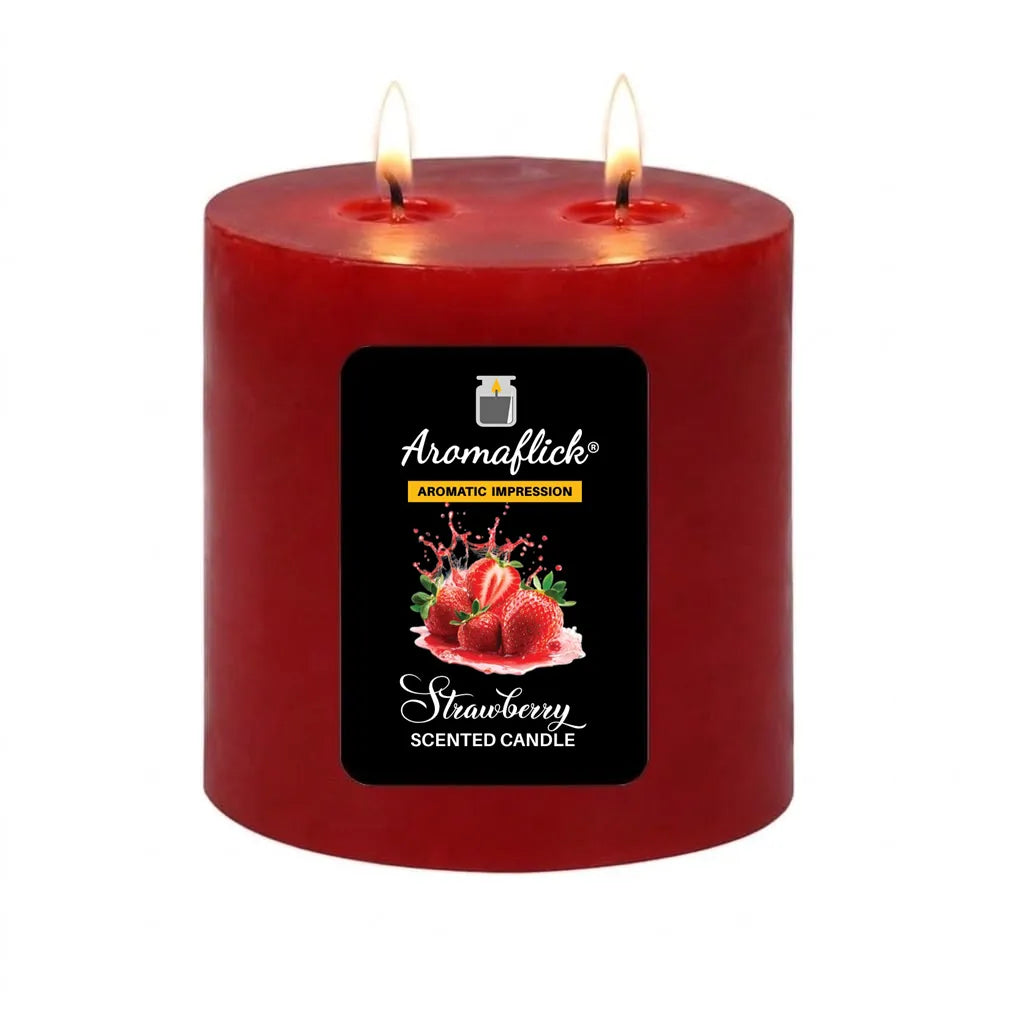 Strawberry Pillar Scented Candle – Sweet & Fruity Aroma