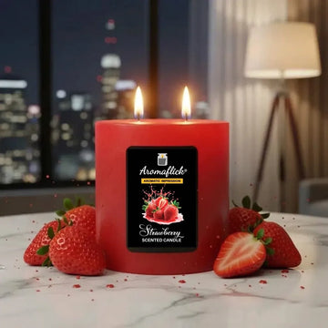Strawberry Pillar Scented Candle – Sweet & Fruity Aroma