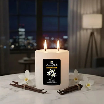 Vanilla Pillar Scented Candle – Warm & Inviting Aroma