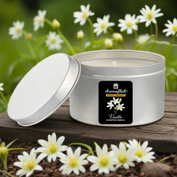 Vanilla Candle in Sleek Silver Tin – Comforting Scent