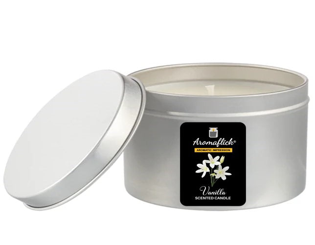 Vanilla Candle in Sleek Silver Tin – Comforting Scent