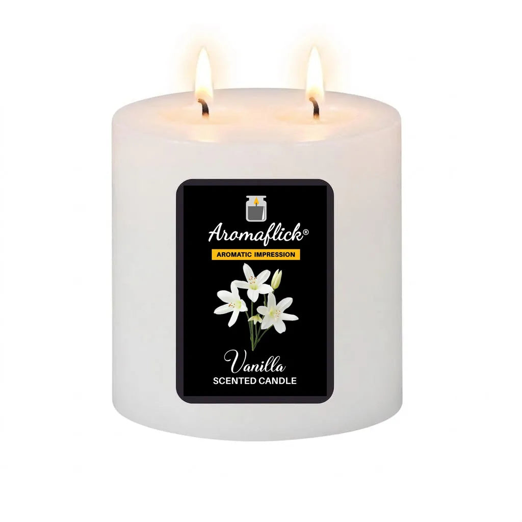 Vanilla Pillar Scented Candle – Warm & Inviting Aroma